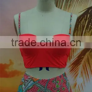 2016 New Arrival Flower Printed Retro High Waist Bikini thumbnail-3