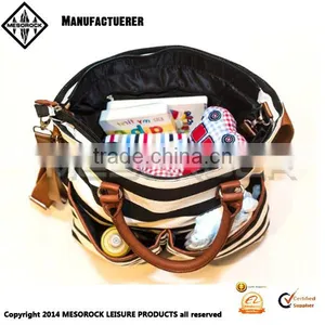High Quality White and Black Stripe Diaper Tote Bag Baby Diaper Bag thumbnail-3