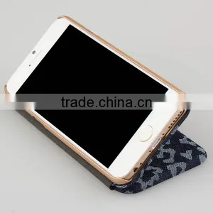 Denim Fabric Leather Card Slots Flip Phone Case for IPhone6 Case Wallet thumbnail-6