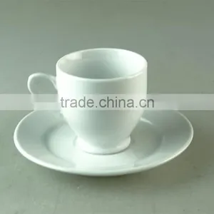 Wholesale White 200ml Ceramic Porcelain Coffee Cup and Saucer thumbnail-1