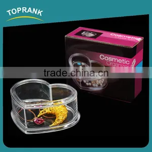 Toprank New Style Heart Shaped Clear Acrylic Cosmetic Makeup Organizer Case Flip Cover Acrylic Cosmetic Storage Box thumbnail-1