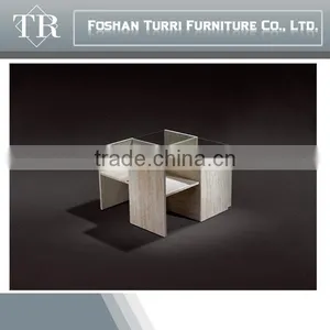 Modern Luxury Marble Base With Tempered Glass Top Coffee Table thumbnail-2