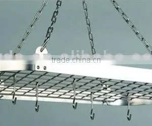 Satin Nickel Oval Pot Rack, Includes 12 Hooks thumbnail-1