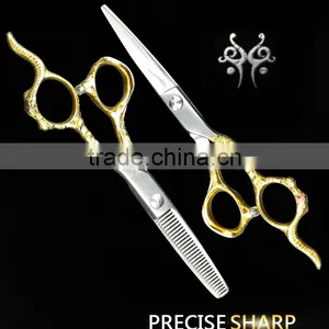 2017 New Design Hair Thinning Scissors With Golden Carving Handle thumbnail-2