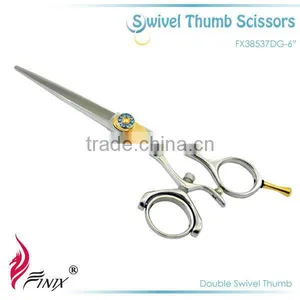 Ergonomic Double Swivel Thumb Rings Japanese Steel Hairdressing Scissors thumbnail-1