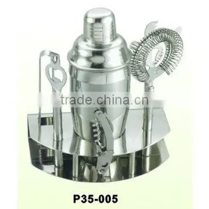 5pcs High Quality Stainless Steel Bartending Set With SS Holder thumbnail-1