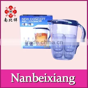2000ml Clear Fashionable Plastic Cold Water Jug Set With 4 Cups thumbnail-1