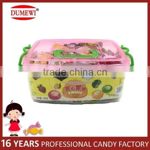 Halal Tablet Center Filled Fruit Hard Candy in Square Jar thumbnail-2