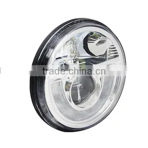 DOT E-mark 7 " H4 Head Light With Haol and DRL 7 Inch Round CREA Black LED Projector Headlight for Jeap JK TJ LJ CJ Defender thumbnail-4