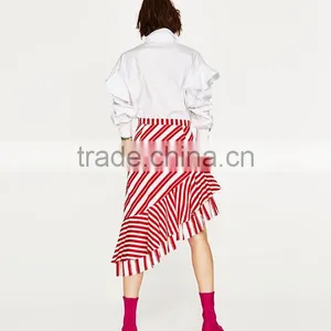 Office Skrirts Designs Wholesale Custom Made in China Striped Adults Tutu Skirts With Frill Mature Women in Skirts thumbnail-4