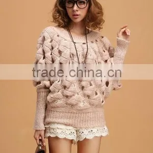 Ladies Fashion Cutout Sexy Pullover Knit Sweater thumbnail-1