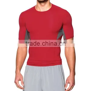 New Style Wholesale Custom Gym Fitness Sports Clothing Plain Red Men T Shirt thumbnail-1