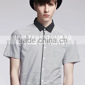 New Design Contrast Fabric Made to Measure Cotton Slim Men Shirt BSZ0081 thumbnail-1