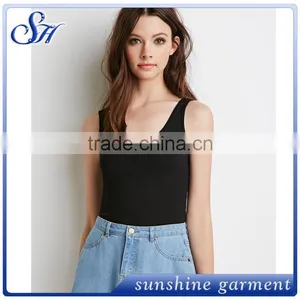 2015 New Fashion Black Stretch Knit Tank Stringer Tank Top Wholesale thumbnail-1