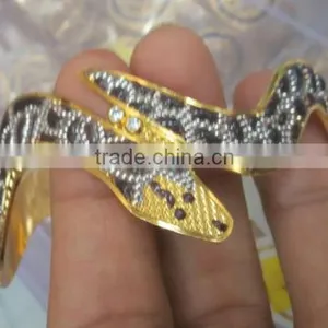 Snake Design Hand Carved 3 Tone Gold Plated BRACELET BANGLE thumbnail-4