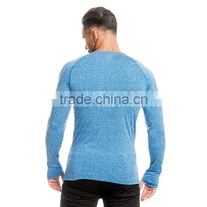 Longline Blue Tri Blend t Shirt Slub t Shirt Custom Logo Gym Fitness t Shirt thumbnail-2