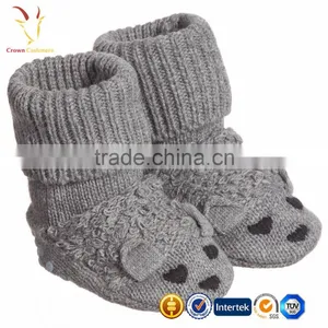 Kids Baby Grey Cotton Cashmere Flopsey Bootees thumbnail-3