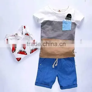 2016 Latest Designs Casual Kids Summer Children Clothing T-shirt Short Pants Cool Baby Clothing Sets thumbnail-1