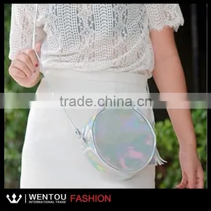 Woman Silver Holographic Round Shoulder Bag thumbnail-3