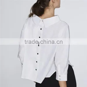 High Neck 3/4 Length Sleeves Fashion Blouse Design Patterns Back Neck thumbnail-2