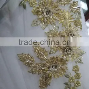 2016 Latest Bridal Lace Beaded Embroidery Lace Wedding Lace African Lace Fabric B3204 thumbnail-5