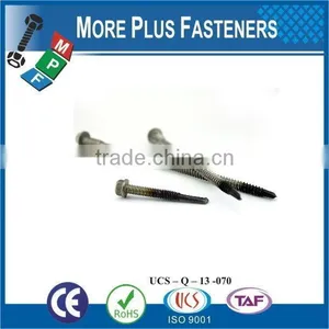Taiwan #12-14 x 1-1/4" Hex Unslotted HWH Epoxy #3 410 Stainless Steel Bonded Sealing Washer Tek Self-Drilling Screw thumbnail-6
