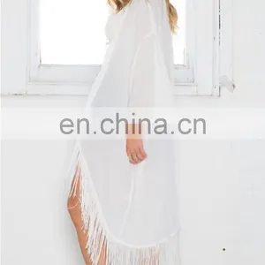 Wholesale Long Loose Cardigans White Fringe Kimono Women thumbnail-3