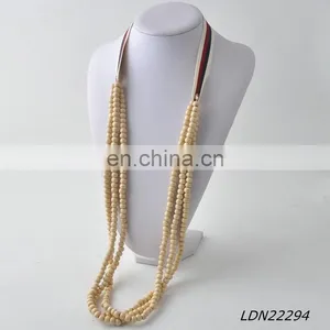 Latest Design Woven Tape Wooden Beaded Necklaces thumbnail-2
