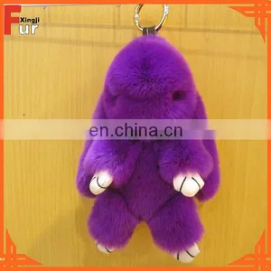 Cute Rabbit Fur Accessory Rex Rabbit Fur Keychain thumbnail-1