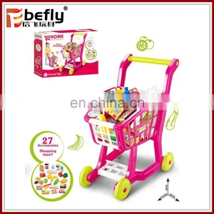 Pretend Play Super Market Set Plastic Mini Shopping Cart Toy thumbnail-1