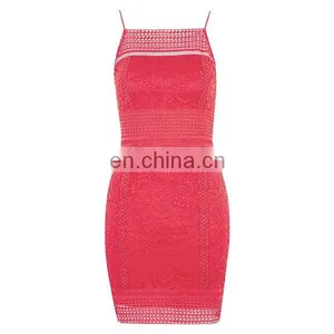 Elegant Women Dress Fashion Design Red Color Floral Crochet Bodycon Dress thumbnail-5