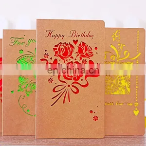 New Design Happy Birthday Handmade Greeting Card With Rose Flower Birthday Greeting Card thumbnail-1
