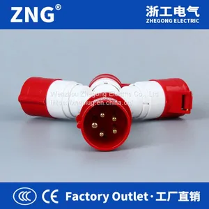 Industrial Plug and Socket 16A5P, 3-way Splitter Industrial Plug and Socket 16A 3P+N+PE thumbnail-2