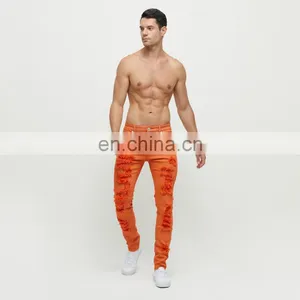DiZNEW Wholesale Tie Dye Jeans Men Straight Loose Jeans Bleached Denim Jeans for Men thumbnail-6