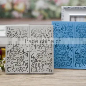 Gate Fold Natural Theme Elegant Laser Cut Wedding Invitation Card Rustic thumbnail-1