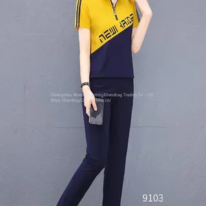 Monisa Sports Leisure Colorful Mixed Suit With Short Sleeves and Long Trousers thumbnail-5