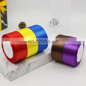 Wholesale Factory Large Stocked Custom Solid 196 Color 3-100 mm Wide Single Double Face Polyester Satin Christmas Ribbon Roll thumbnail-2