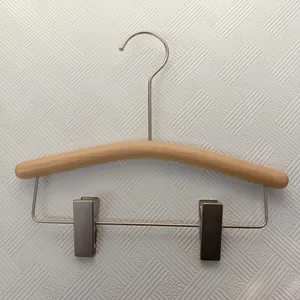 Korean Beech Customized Cloth Hangers Wood Coat Pants Rack Luxury Clothes Hanger With Anti-slip Clip thumbnail-3