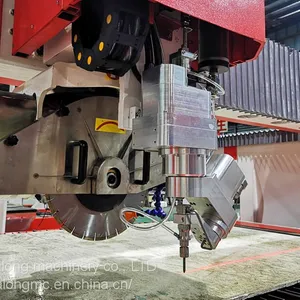 HUALONG Machinery 5 Axis Cnc Bridge Saw With Italian System With 3 Axis Whaterjet and CAM CAM Drawing System thumbnail-5