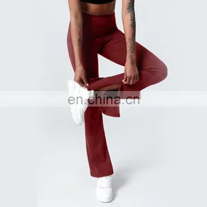 Fashion Morning Glory Design High Waist Gym Wear Bottom Zipper Flares Yoga Pants Leggings With Pockets For Women thumbnail-3