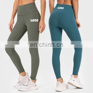 Custom Logo Wholesale Ribbed High Stretch Gym Yoga Fitness Tights Workout Running Training Sports Wear Legging Pants For Women thumbnail-1