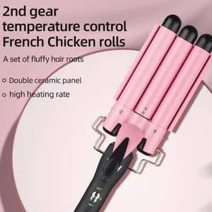 Pink Three Tube Curling Stick/big Wave Electric Splint Curler/water Wave Chicken Rolls Stick Big Roll/perm（Wechat:13510231336） thumbnail-1