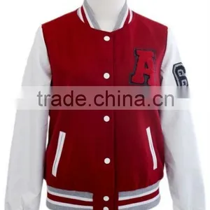 Red Wool Leather Varsity Letterman Jacket thumbnail-4