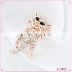 2015 Hot Sale Korean Diamond Cat Brooch Gold Brooch With Bowknot thumbnail-1
