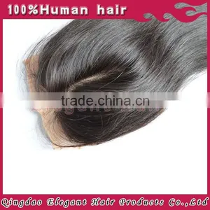 Factory Price Natural Color Straight Hair Silk Top Human Hair Middle Part Closure thumbnail-3