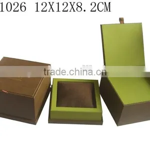 High Quality Leather Wood Jewelry Watch Packaging Case Watch Display Box With Lid W1026 thumbnail-1
