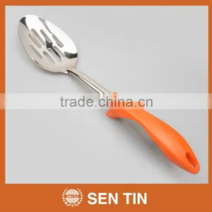 KU-A03TPR Stainless Steel Slotted Spoon With PP & TPR Handle Kitchen Tool thumbnail-1