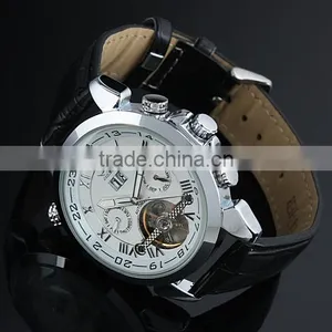Jargar Men Gent White Tourbillon Date Aviator Automatic Mechanical Watch WM182 thumbnail-5