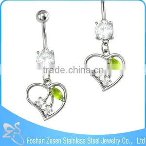 Newest Promotional Pink Zircon Hanging Crystal Heart Durable Navel Rings Supplies thumbnail-4