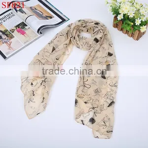 SF019 Fashion Urban Lady Silk Scarves Shiny Color With High-heeled Shoes Lip Lipstick thumbnail-3